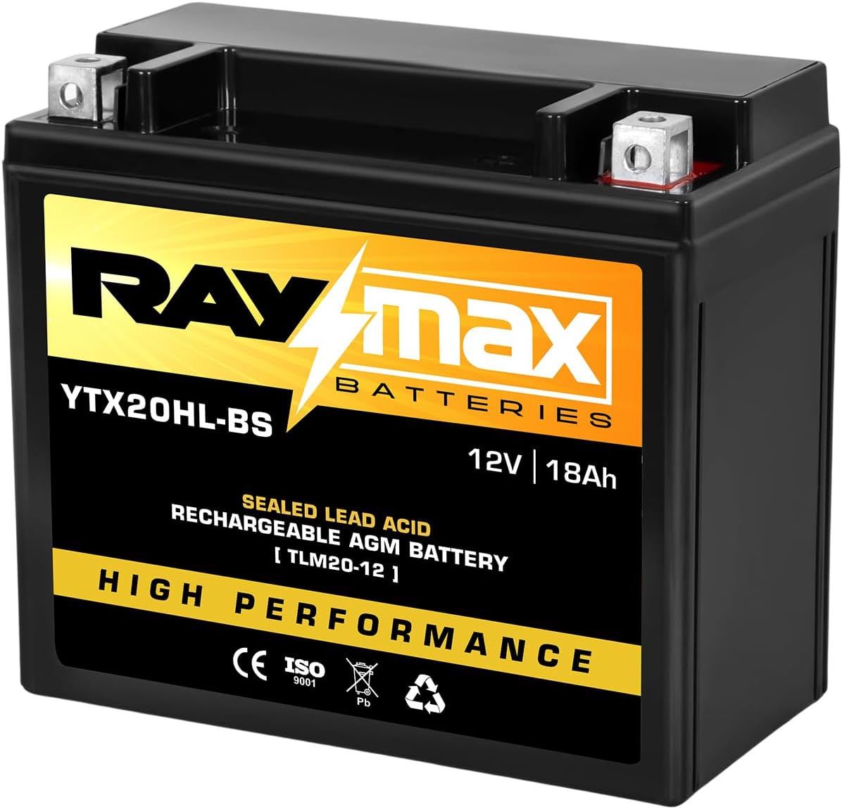 YTX20HL-BS 12V 18Ah AGM Motorcycle Battery for Harley and More