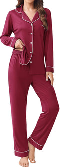 Ekouaer Womens Pajamas Set - Soft Rayon Button-Down Sleep Set