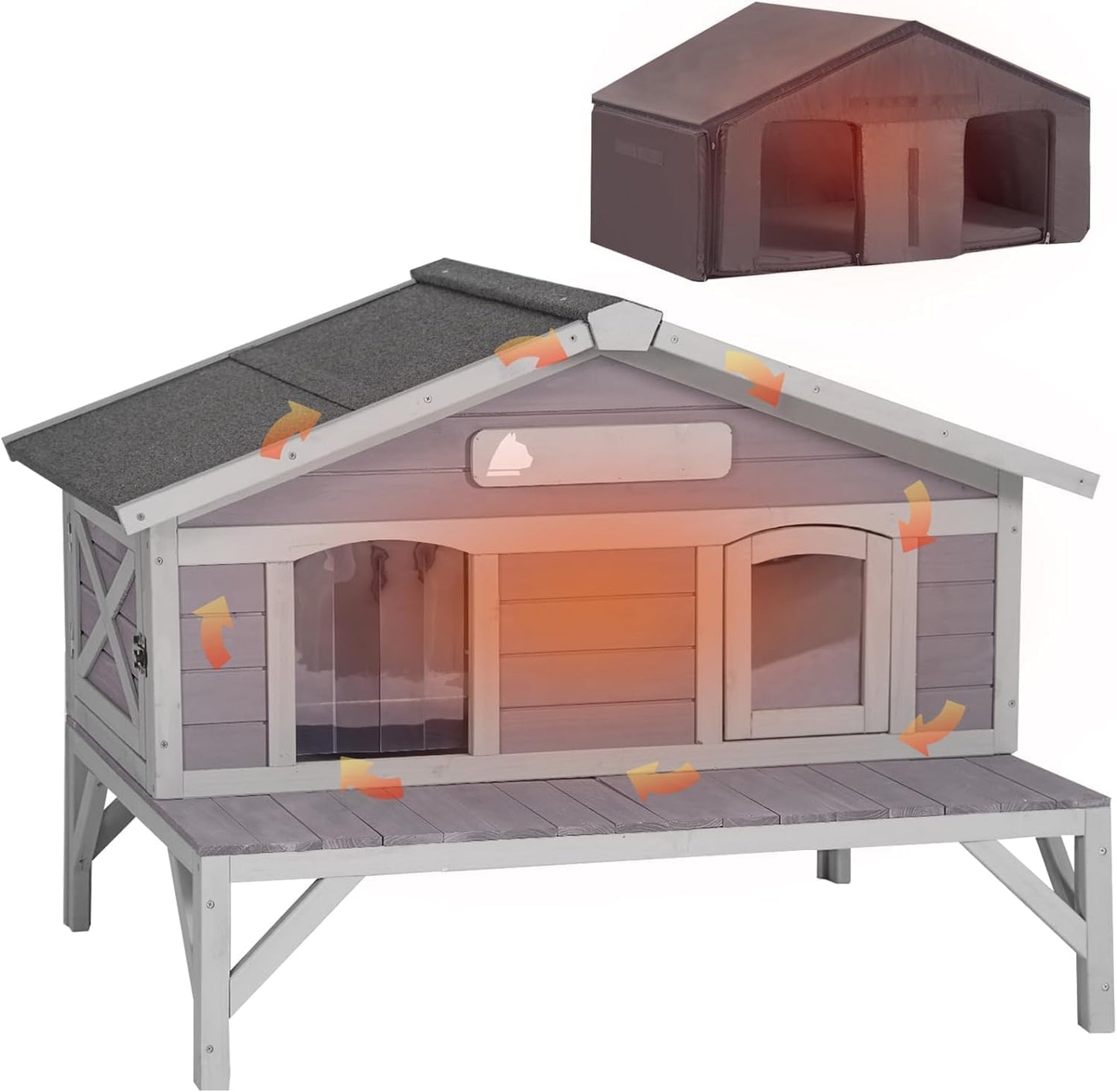 Insulated Outdoor Cat House for Feral Cats - Extra Large Shelter