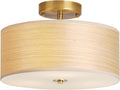 Gold Drum Ceiling Light Fixture 13in Semi Flush Mount - Modern