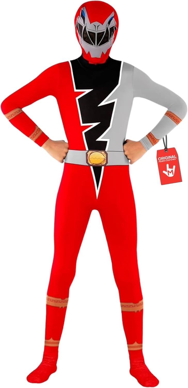 Red Power Rangers Dino Fury Morphsuit Costume for Kids