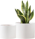Ceramic Plant Pots 8.1 + 6 in Planters for Indoor Plants - Matte White
