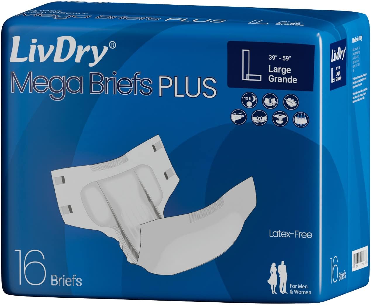 Max Absorbency Adult Diaper: LivDry MegaBriefs - 12-Hour Protection
