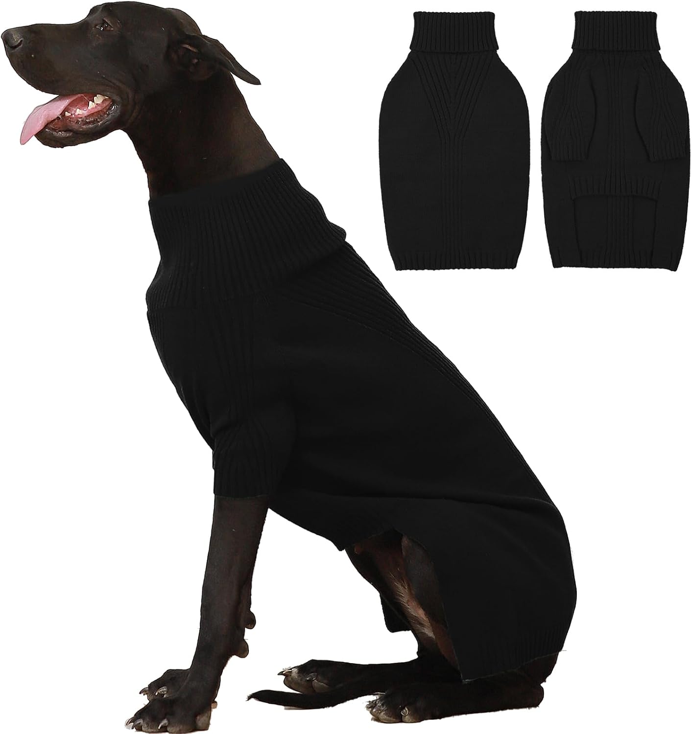 IECOii Extra Large Dog Sweater for Giant Breeds in Black