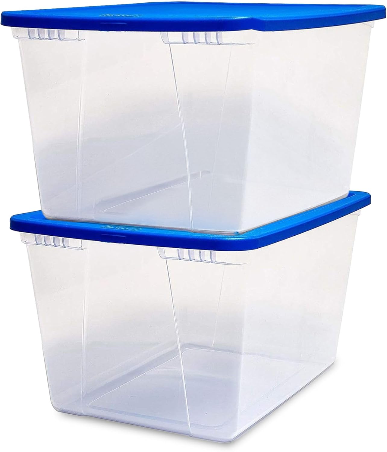 HOMZ 2-Pack Snaplock Large Clear Plastic Storage Bins for Home