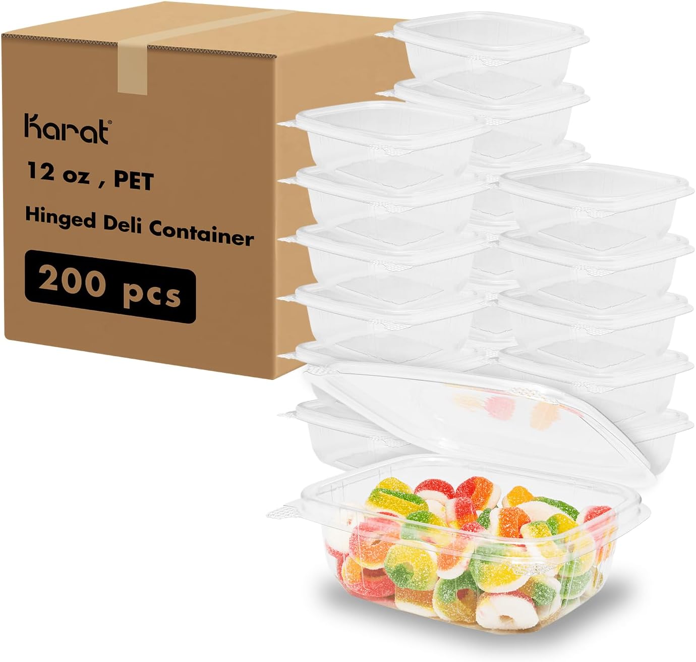 Karat PET Hinged Deli Containers for Meal Prep and Storage