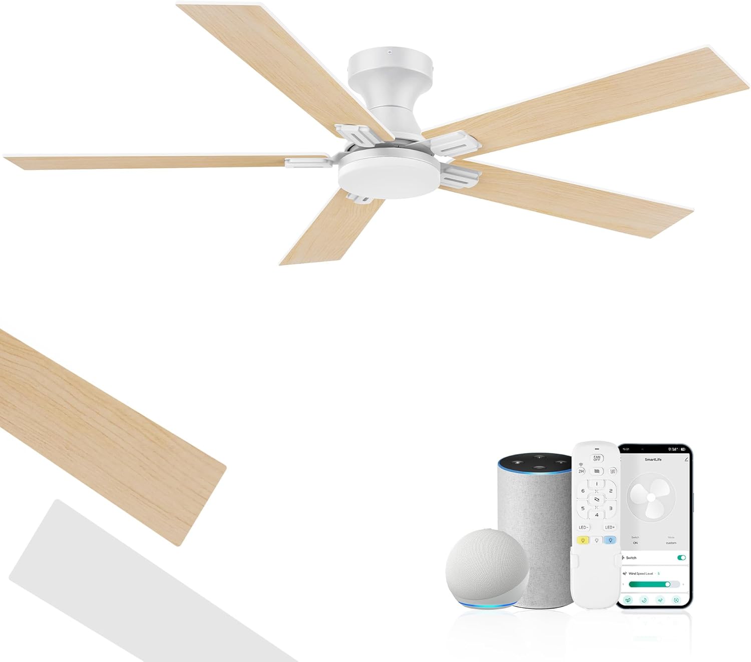 Smart 52 inch Ceiling Fan with Lights and Remote Control