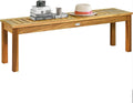 Tangkula 52 in Acacia Wood Outdoor Bench - Solid Slatted Seating