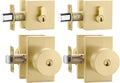 Haidms Gold Door Knobs with Deadbolt Set - Brushed Gold Front Lock