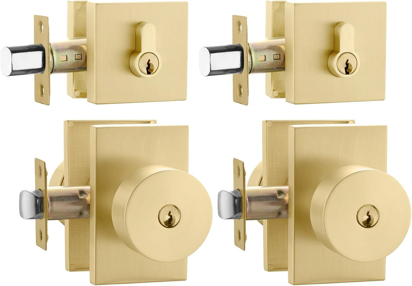 Haidms Gold Door Knobs with Deadbolt Set for Modern Homes