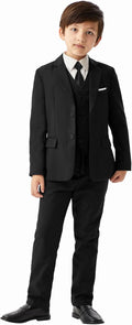 Boys' 5-Piece Slim Fit Suit Set with Suspenders - Formal Tuxedo