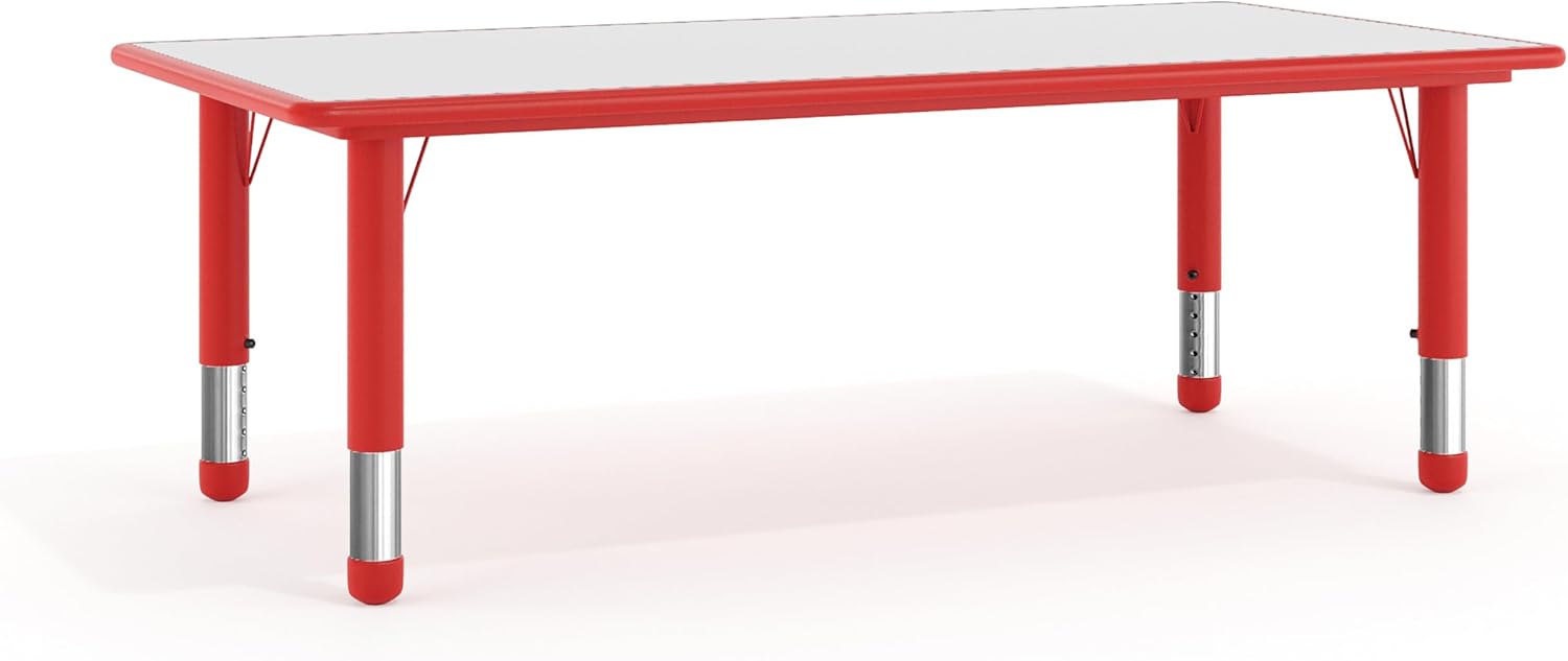 Wren Rectangular Red Plastic Height Adjustable Activity Table