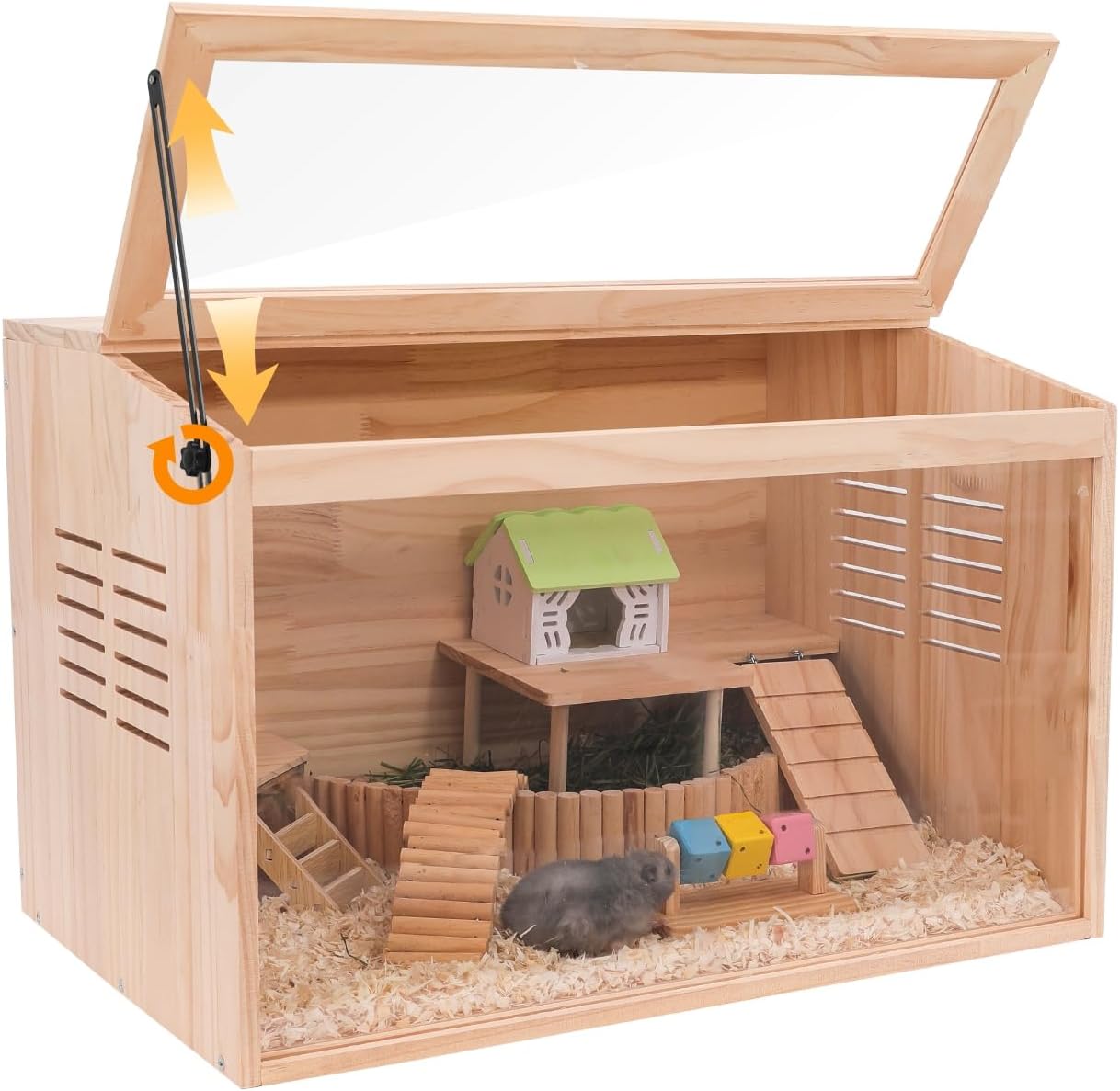 Wooden Hamster Cage for Dwarf Syrian Hamsters and Degus
