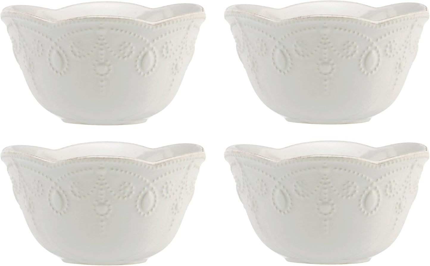 Lenox French Perle Fruit Bowls Set of 4, Elegant White Design