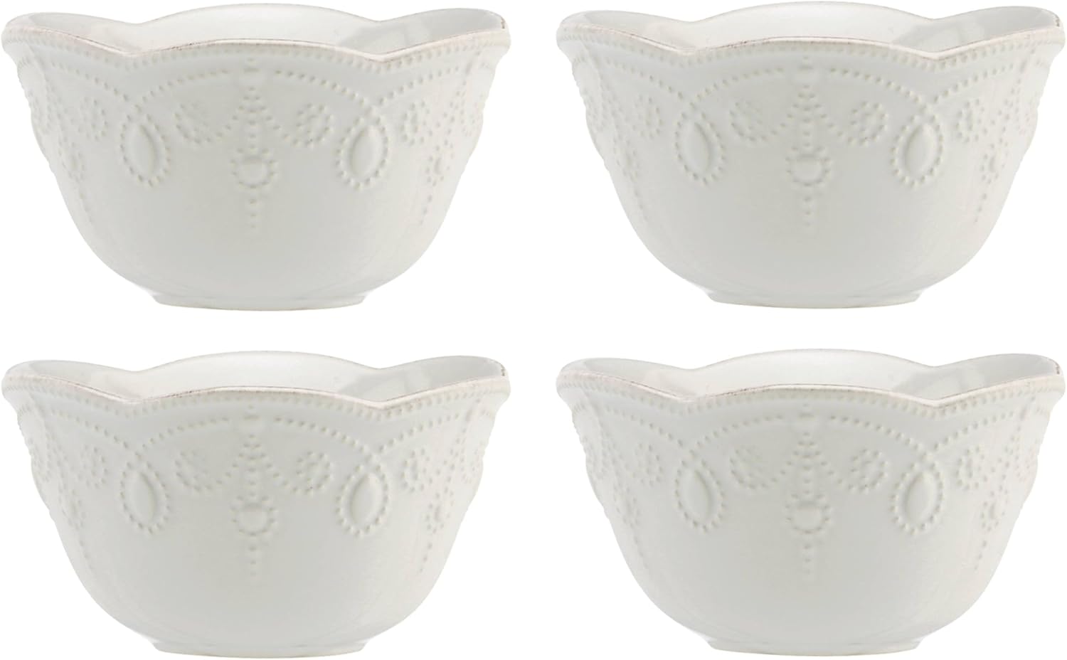 Lenox French Perle Fruit Bowls Set of 4, Elegant White Design