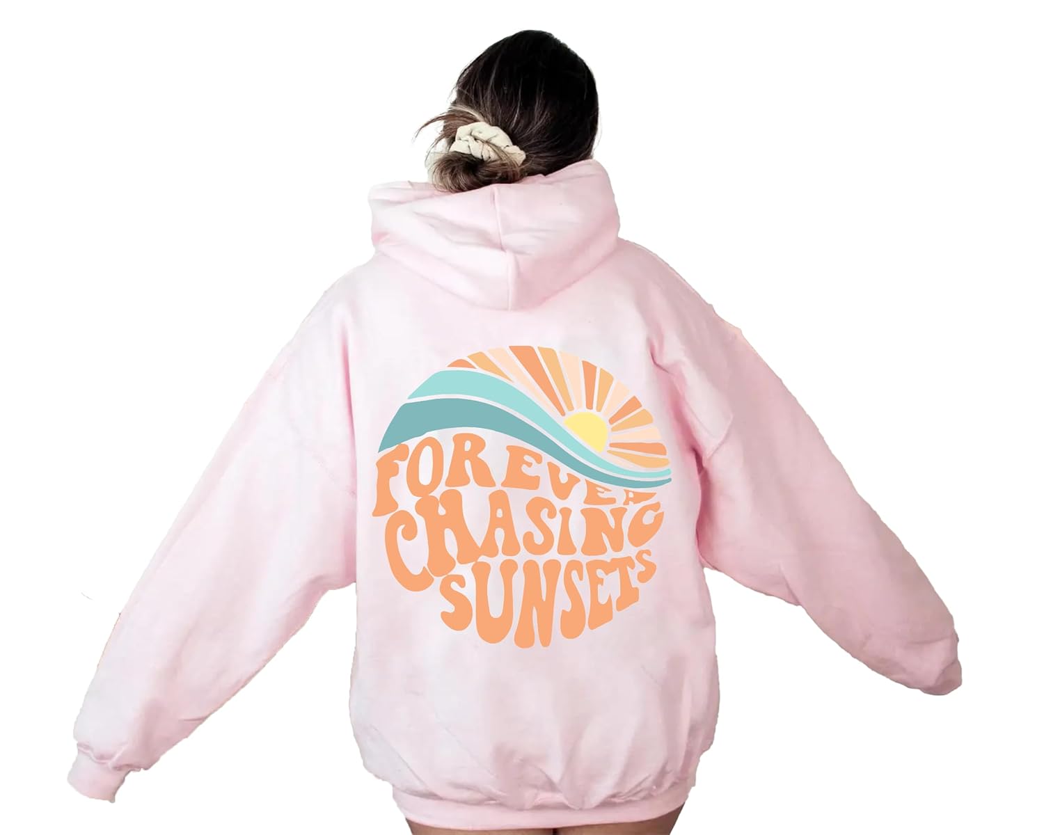 Handmade Sunset Hoodie XL, Aesthetic Retro Style