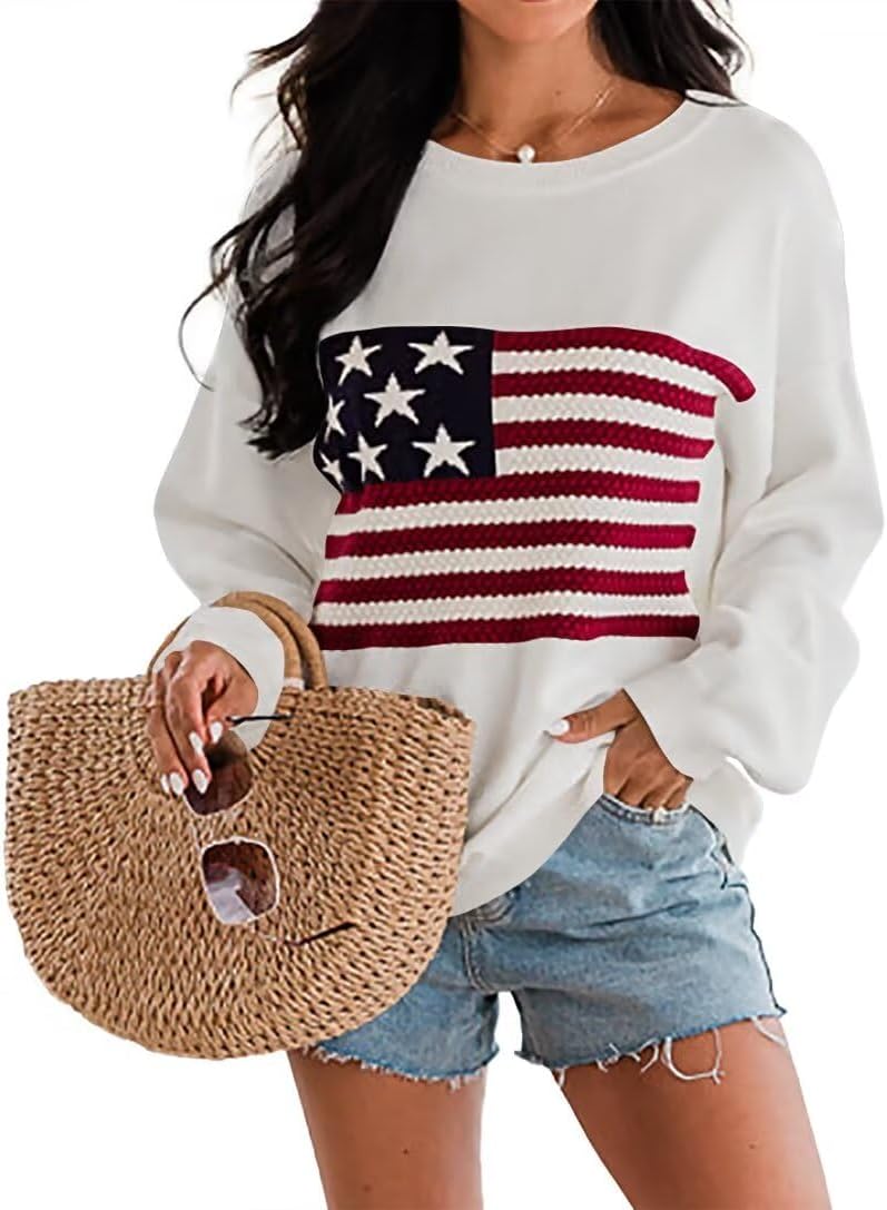 Stylish American Flag Sweater for Women by Dressmine - Cozy Knit
