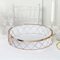 16 in Round Metal Geometric Cake Stand with Glass Top - Glossy