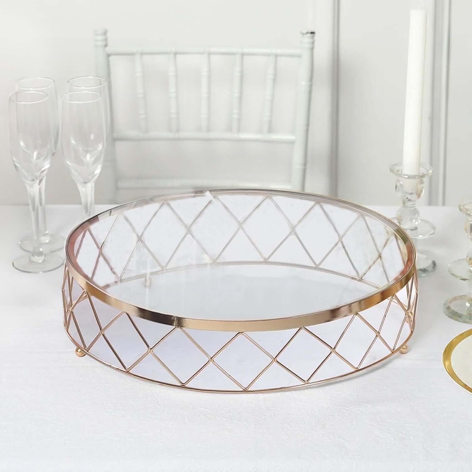 16 Round Metal Geometric Cake Stand for Elegant Displays