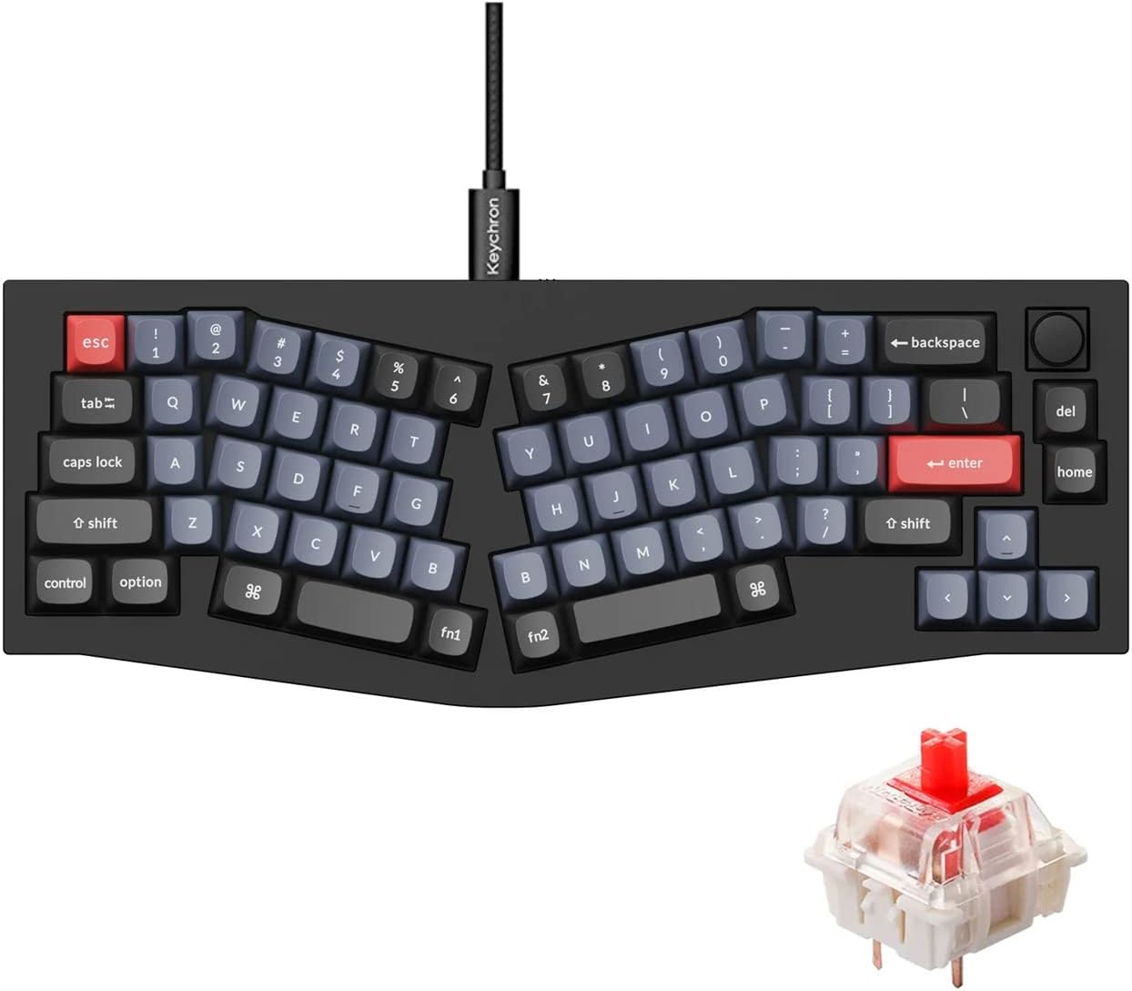 Keychron Q8 Wired Mechanical Keyboard, Custom Knob, Hot-swappable Gateron Red Switch