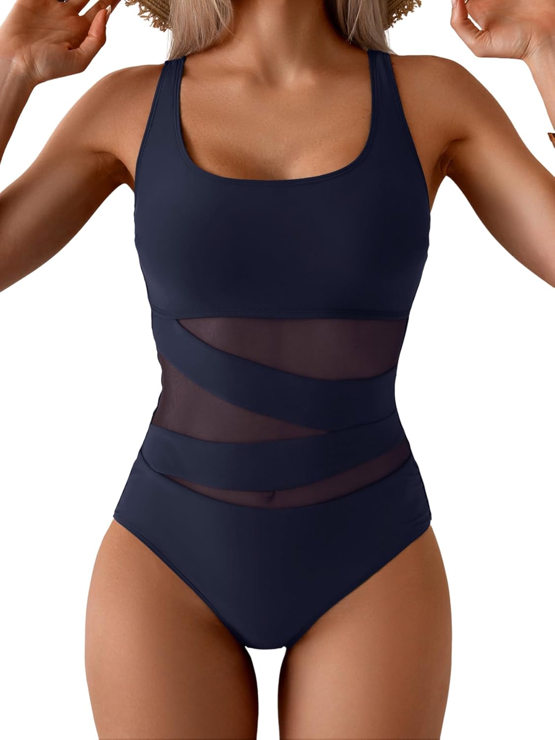 B2prity Women's Mesh One Piece Swimsuit for Tummy Control
