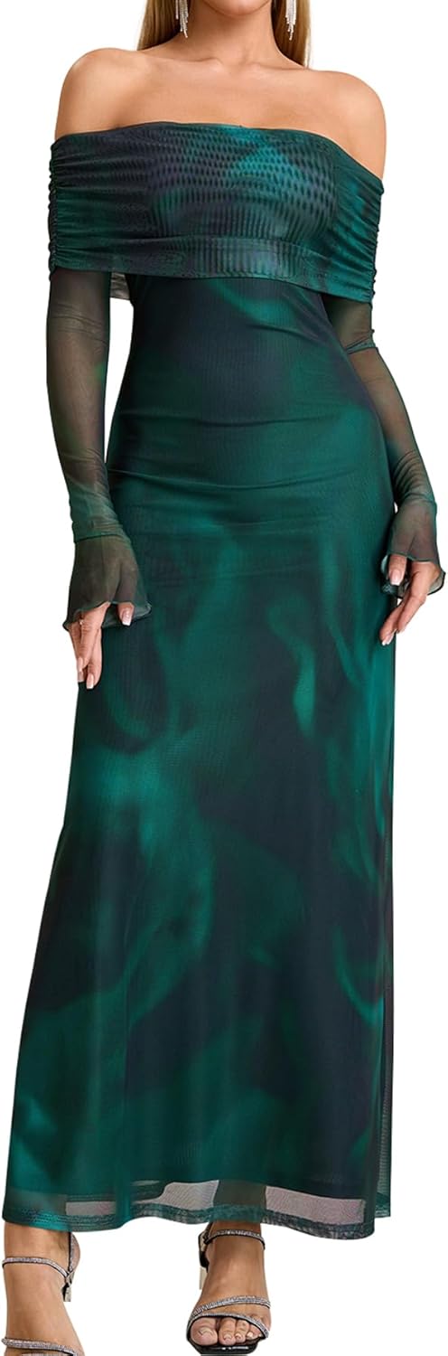 KUTUMAI Off Shoulder Bodycon Maxi Dress for Elegant Occasions