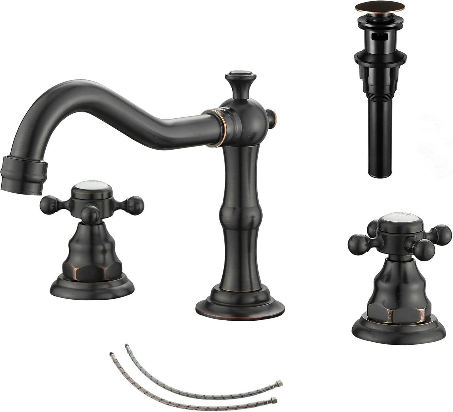 GGStudy 2 Handles Widespread Bathroom Sink Faucet in Oil Rubbed Bronze