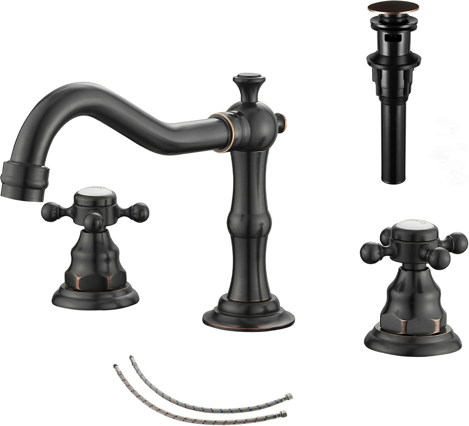 GGStudy 2 Handles Widespread Bathroom Sink Faucet in Oil Rubbed Bronze