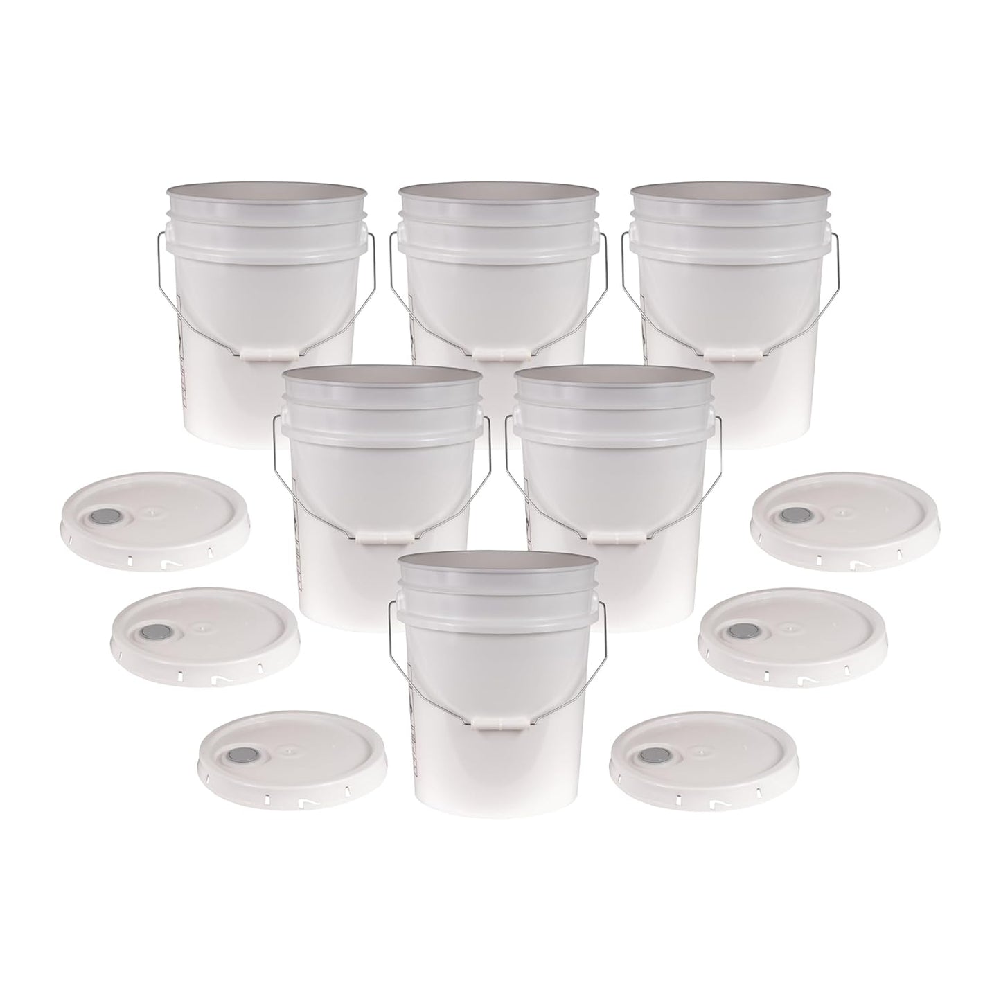5 Gallon White Bucket with Pour Spout Lid - 12 Pack Value