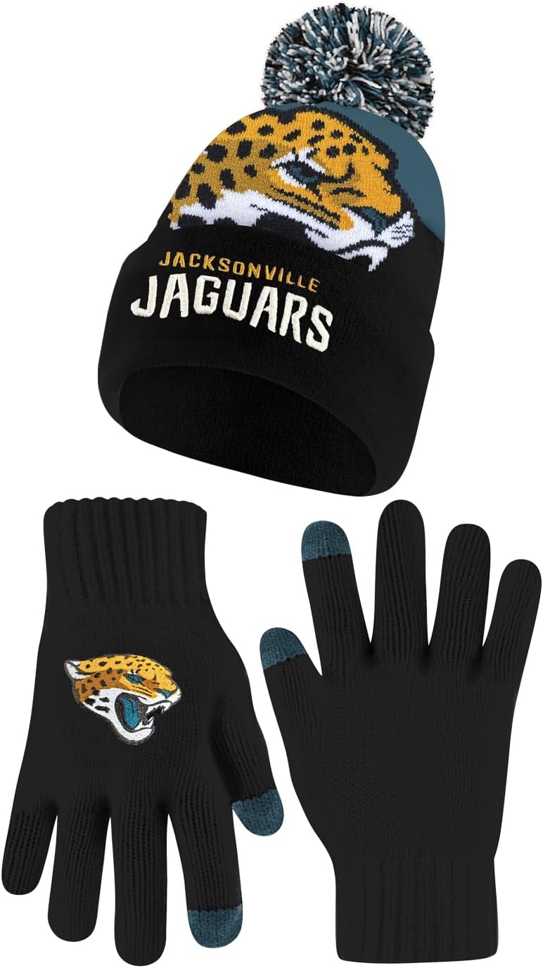Ultra Game Youth NFL Official Winter Beanie and Gloves Set