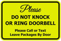 Please Do Not Knock Or Ring Doorbell Sign - Durable Medium 5 Pack