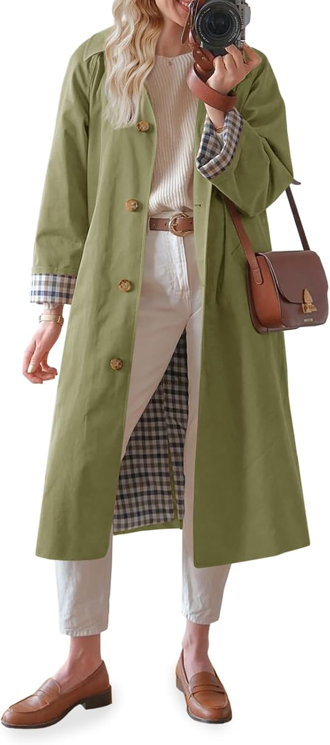 Tankaneo Womens Long Trench Coat for Fashionable Outerwear