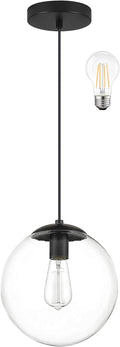 8 in Globe Pendant Lighting for Kitchen Island - Clear Glass Modern