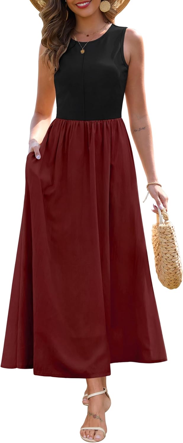 Zattcas Women's Summer Casual Maxi Dress with Pockets for Style