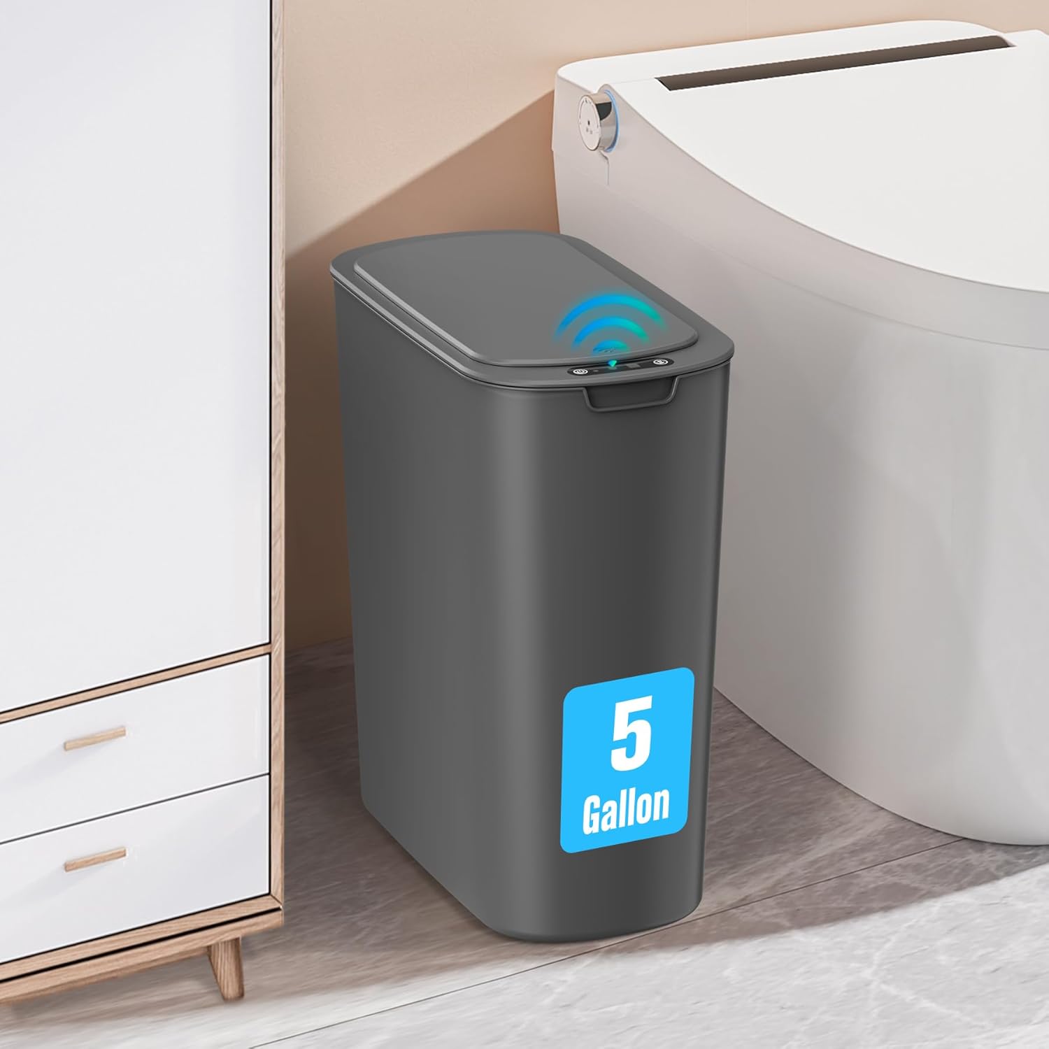 Touchless Motion Sensor Trash Can for Bathroom and Office Use