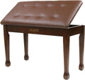 Duet Piano Bench with Storage - Padded Wooden Piano Stool for Two