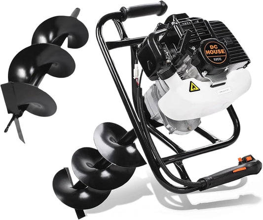 DC HOUSE 52cc Gas Powered Earth Auger for Easy Digging Tasks