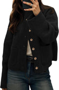 Chunky Knit Cardigan for Women - Cozy Button Down Mock Neck