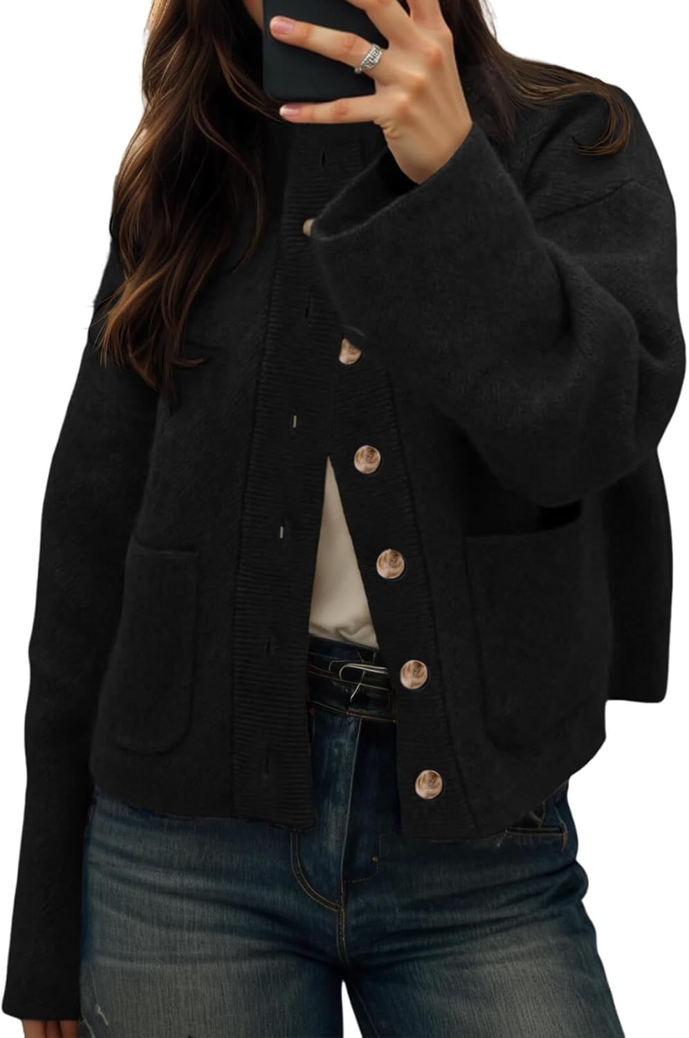 Cicy Bell Womens Chunky Knit Cardigan Sweater for Winter Wear