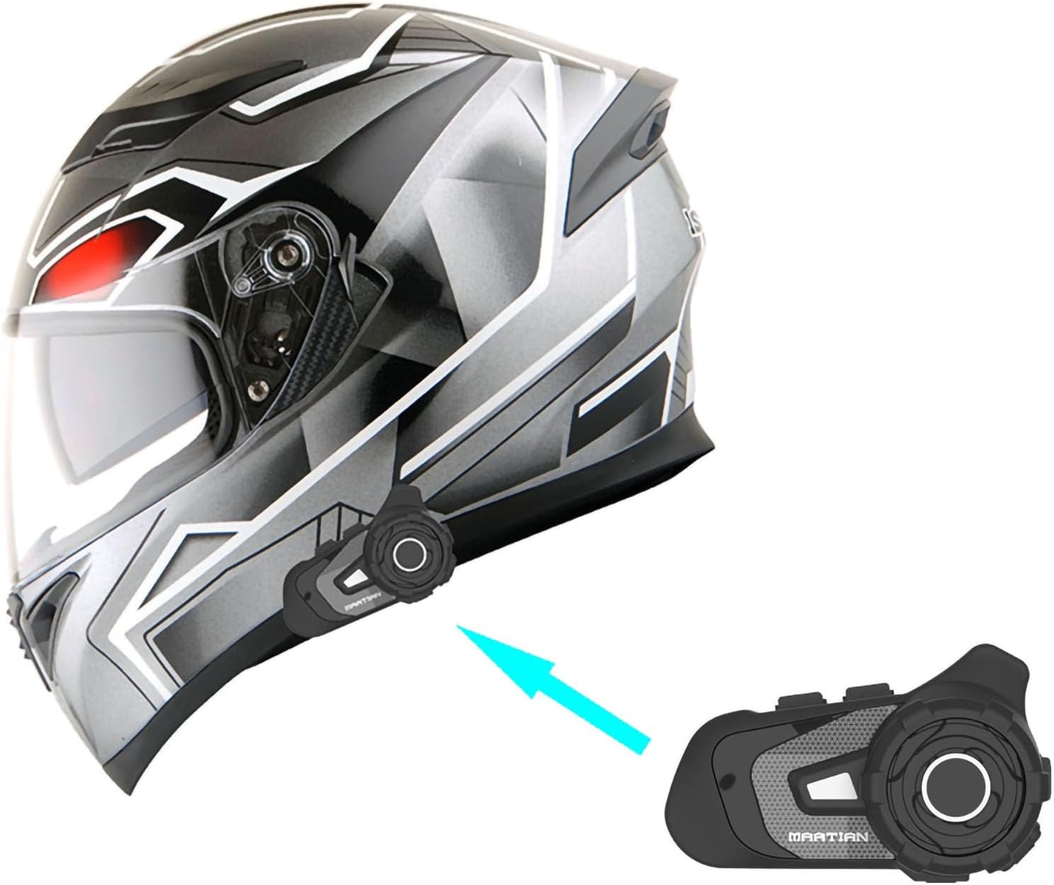 1Storm Motorcycle Full Face Helmet with Bluetooth Headset Bundle