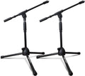 Low-Profile Microphone Tripod Stand with Boom Arm - Short Floor Mic