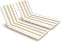 Outdoor Lounge Chair Cushions 2 Pcs Set - Beige White Striped