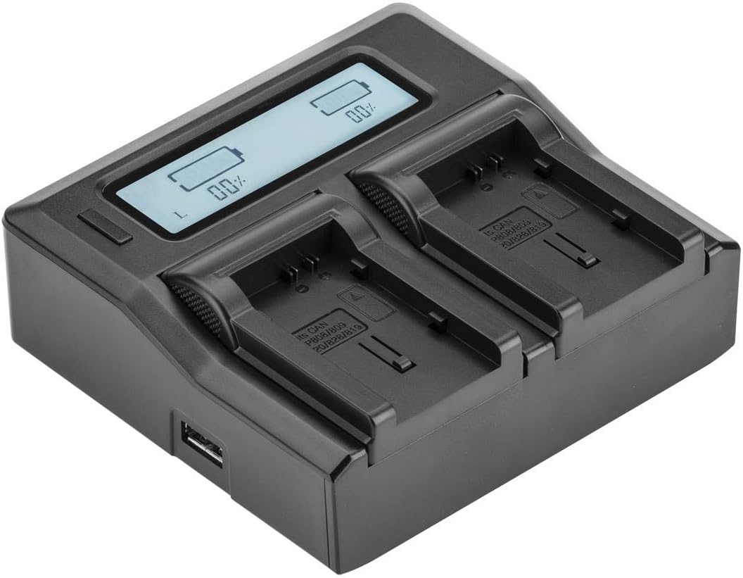 Dual Smart Charger with LCD Screen for Canon BP-800 Batteries