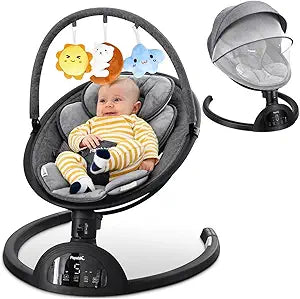 Papablic Baby Swing with Bluetooth, 5 Speeds & 3 Recline Positions