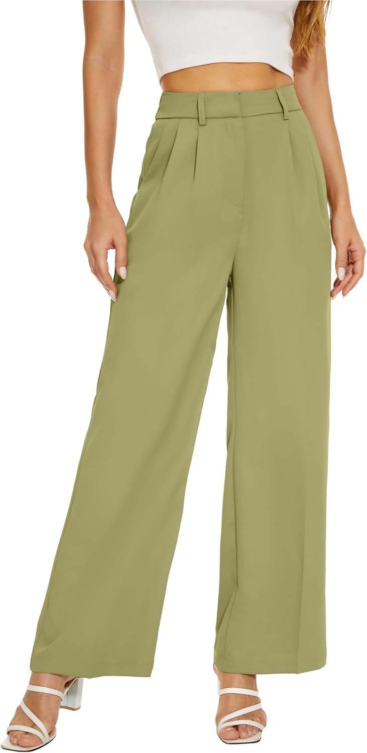 Women Office Wide High Waist Pants for Work and Casual Wear
