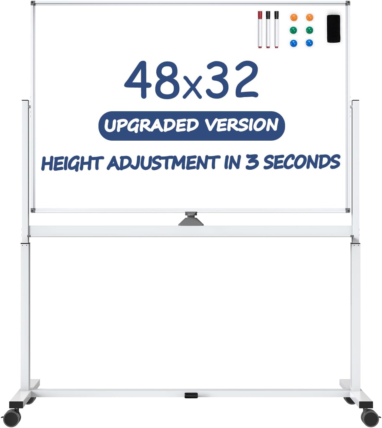 Mobile Magnetic Dry Erase Board on Wheels for Office Use