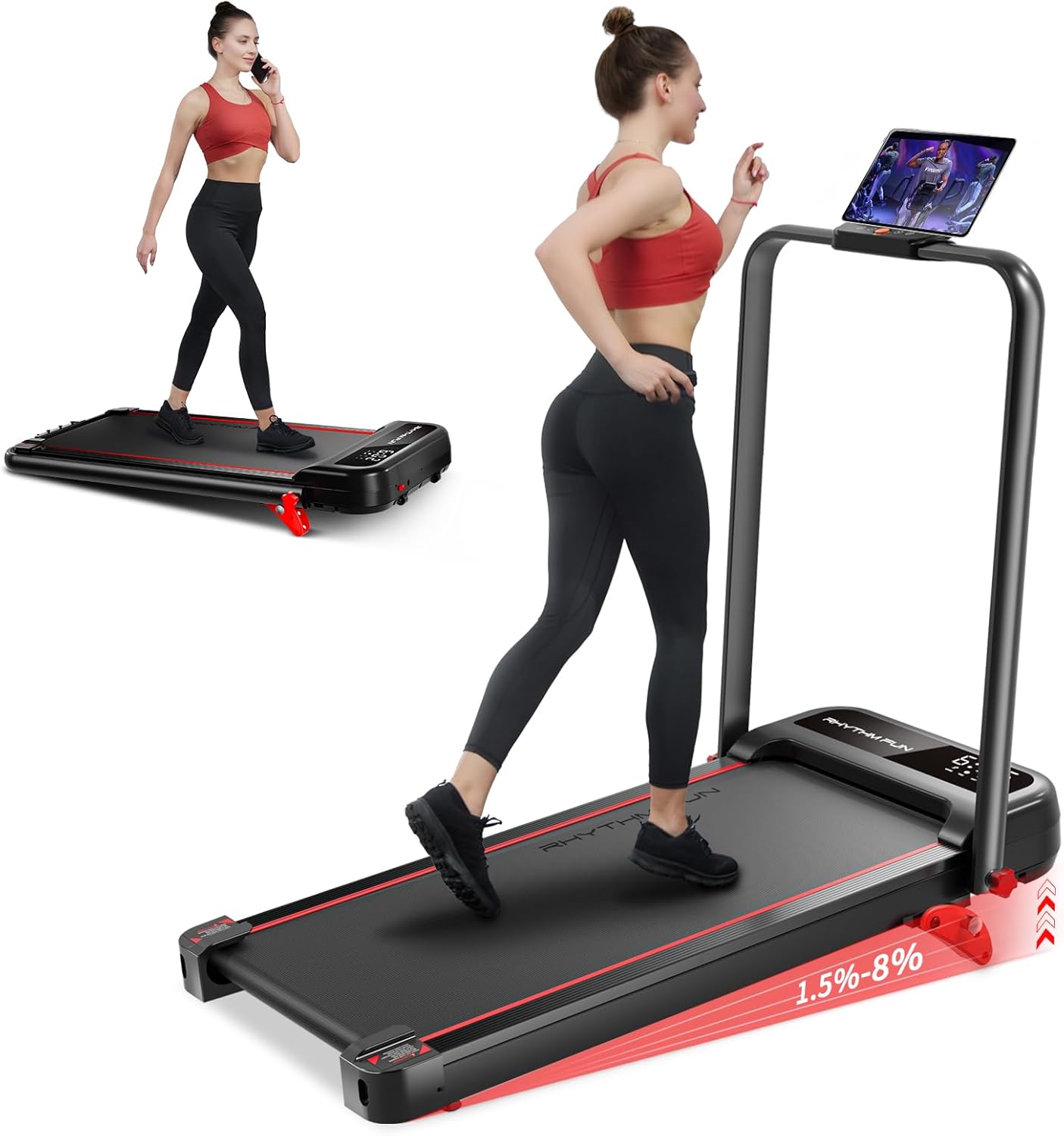 Foldable Incline Treadmill for Home - 300 lbs Capacity
