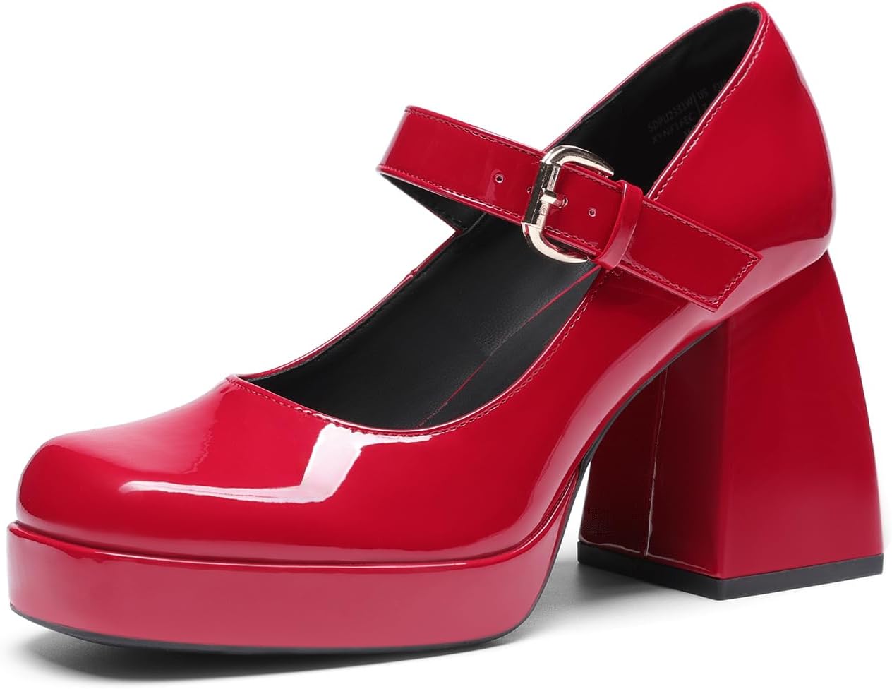 DREAM PAIRS Women's High Chunky Platform Mary Jane Block Heels