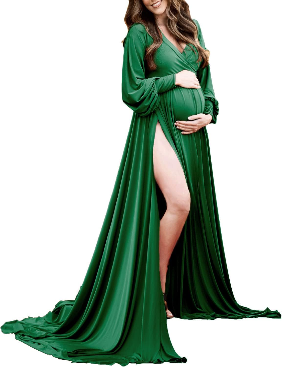 Dedysler Maternity Gowns Long Sleeves for Baby Shower Photoshoot