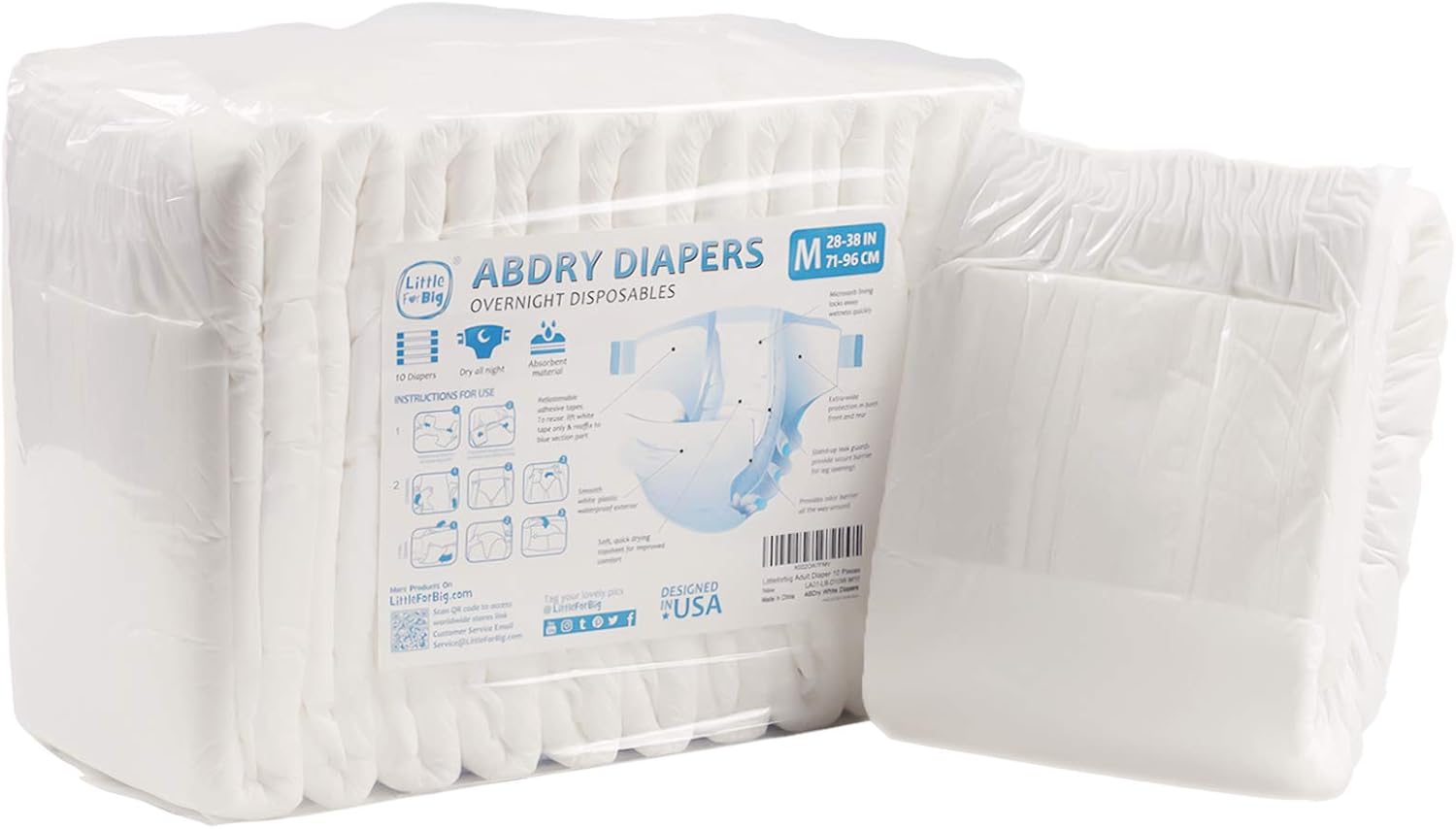 Littleforbig Adult Diaper 10 Pack - ABDry For Ultimate Comfort